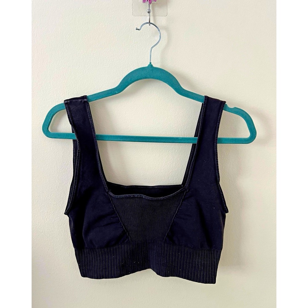 Free People Gray Solid Cotton Wireless Pullover Sports Bra Wide Strap Women's S